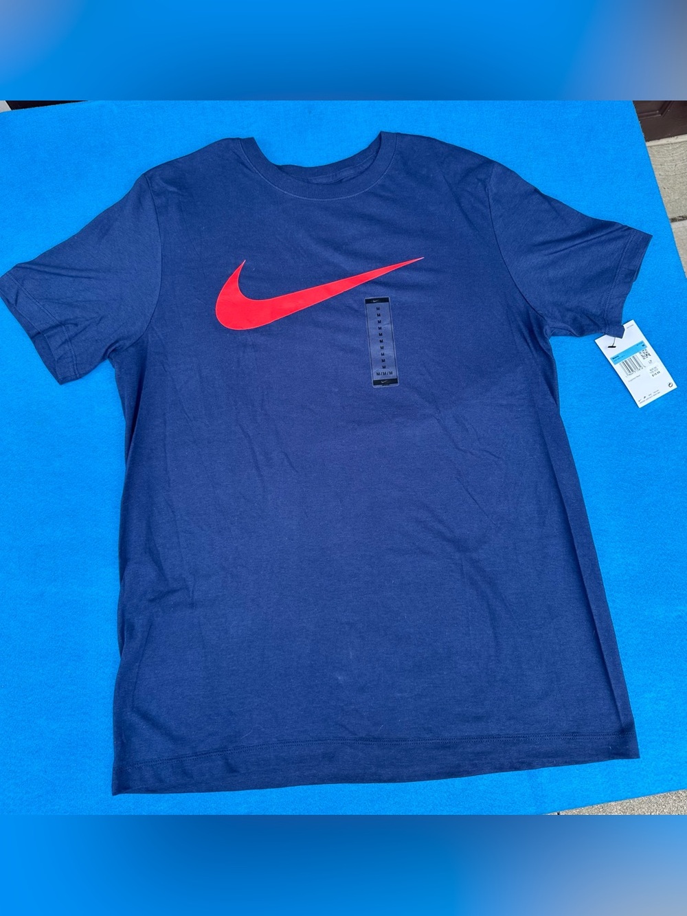 NWT Nike Blue Tee with Red Swoosh